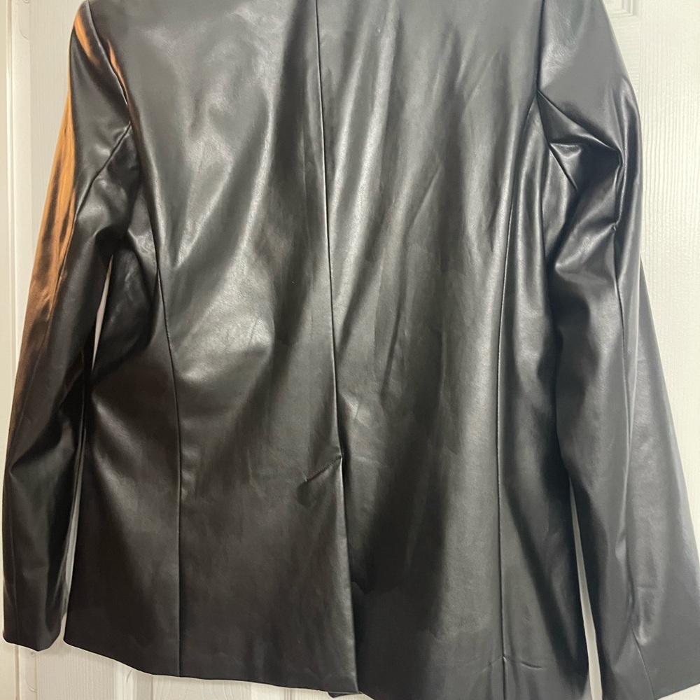 Nine West Black Fitted imitation leather Blazer Jacket size small women’s NWT - Picture 2 of 12